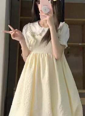 奶甜少女背带裙两件套装夏季小个子奶fufu连衣裙公主蓬蓬裙花苞裙