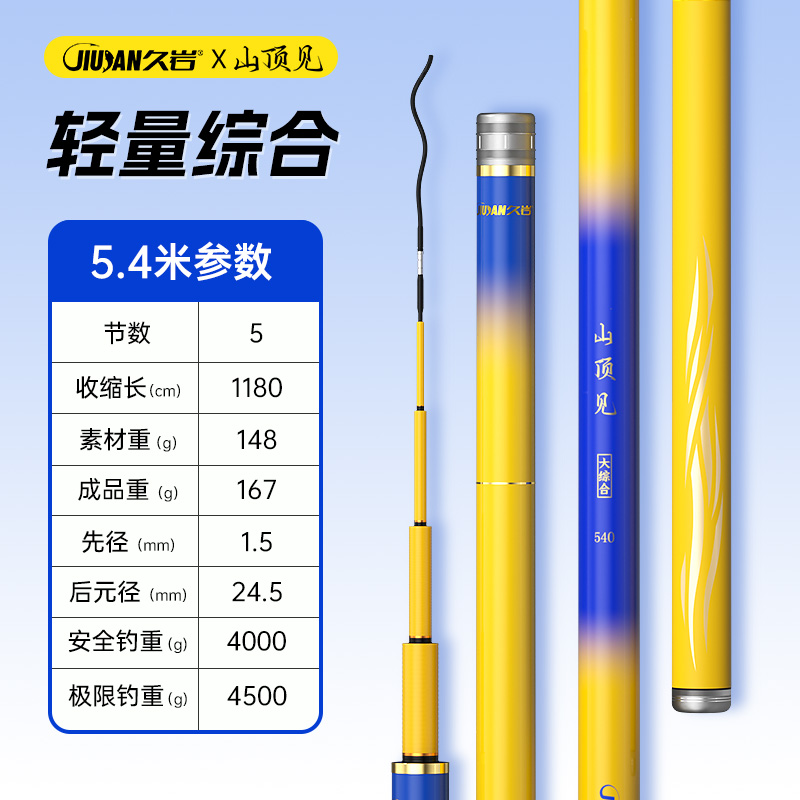 久岩山顶见大综合鲢鳙竿碳素超轻超硬28偏19调大物竿综合竿钓鱼竿