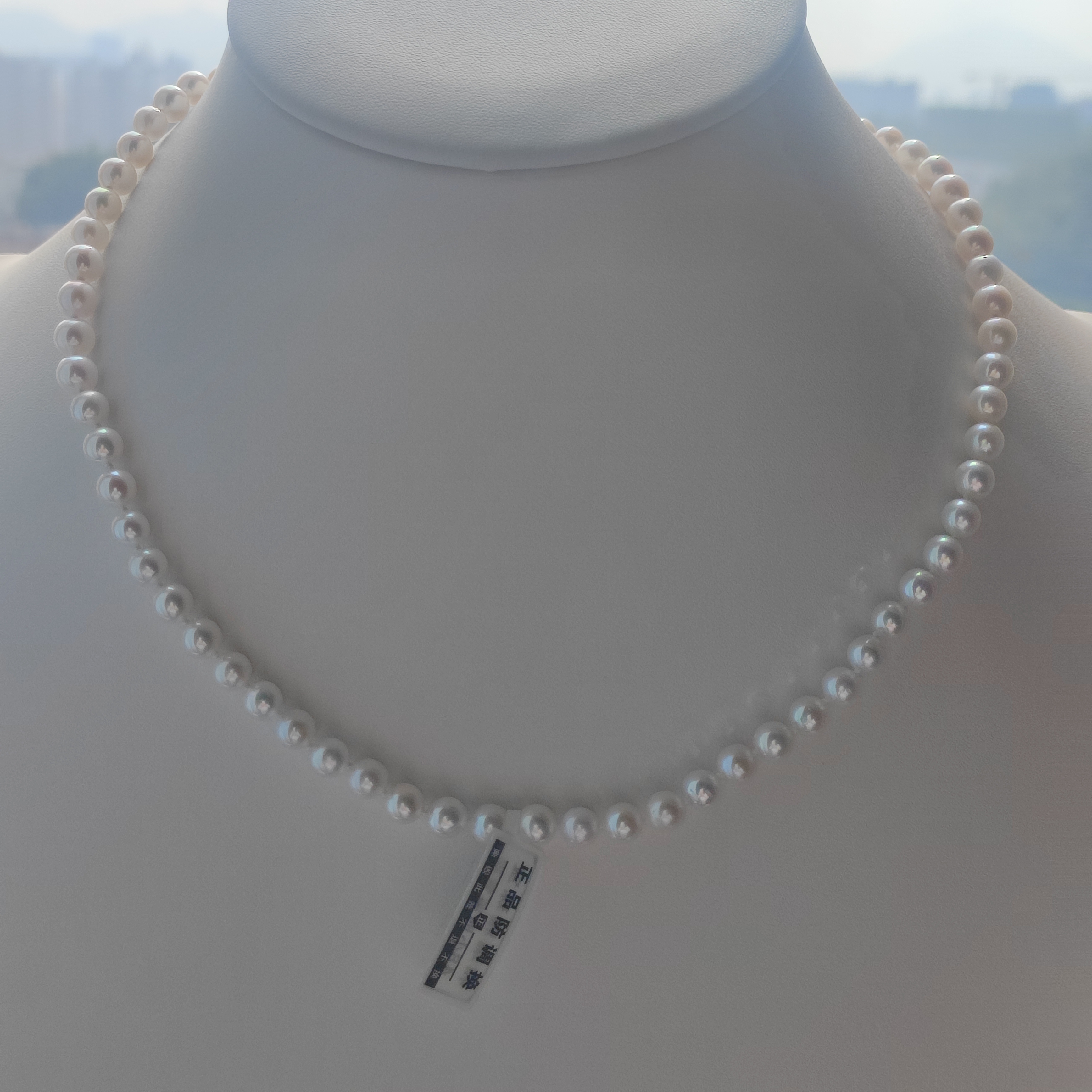 极光正圆纯银元宝扣颗颗有花瑕上身不显天然淡水珍珠项链适合自用