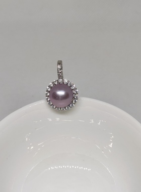 天然淡水珍珠太阳花近无瑕粉紫吊坠通体纯银镶嵌时尚节日礼物元旦