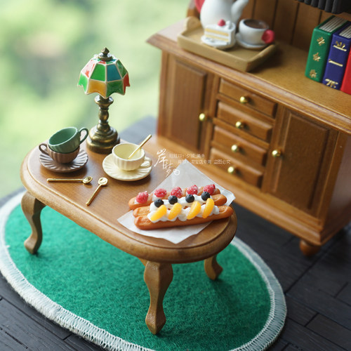 娃娃屋微缩迷你面包茶杯台灯模型