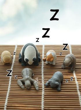 打瞌睡的小动物们考拉熊猫树懒睡觉休息治愈玩具迷你摆件正版扭蛋