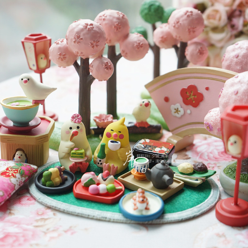 春天微缩樱花场景粉色可爱风摆件