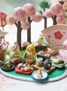 春天微缩樱花场景粉色可爱风摆件