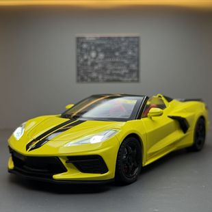 1:22雪佛兰克尔维特c8合金敞篷跑车模型带声光回力儿童玩具车摆件