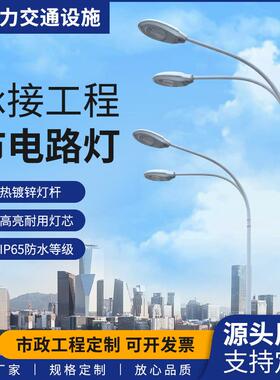 路灯杆6米双单臂户外照明含灯市电道路工程防水热镀锌led圆形