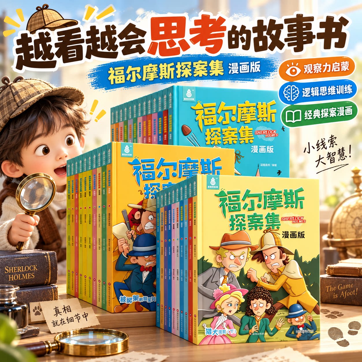 福尔摩斯探案全集小学生版漫画全套32册漫画书版大侦探福尔摩斯小学生课外阅读书籍连环画儿童侦探推理小说故事书三四五年级课外书