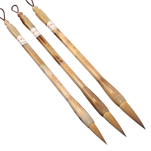 蜀乐文房正宗东北狼毫毛笔书法专用！专业级中楷大楷中号大号隶书行书高档全花牛角笔杆礼品礼盒毛笔物华天宝