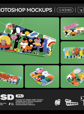 12款鼠标垫键盘垫大号电脑桌垫文创周边效果图展示PSD贴图样机