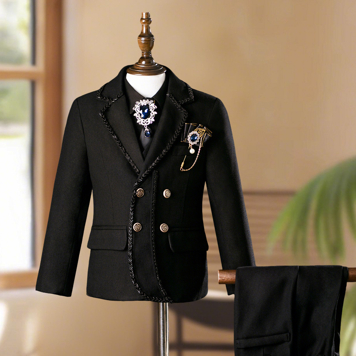 儿童西装套装2025新款男童礼服痞帅高级感花童西服走主持秀演出服