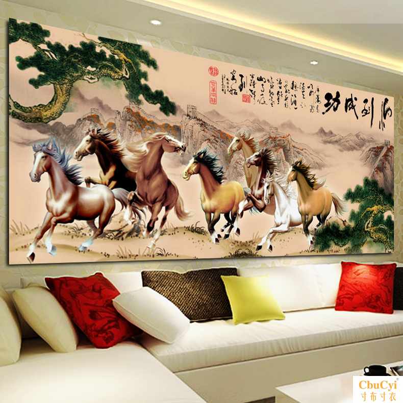 印花十字绣马到成功风景画客厅大幅八骏图国画马中国风2019新|ruв категории домашний ткань, вышивка крестом и инструментов, принадлежностей, вышивка крестом suite - от Buy2taobao.com для оказания профессиональной услуги покупки агента Taobao