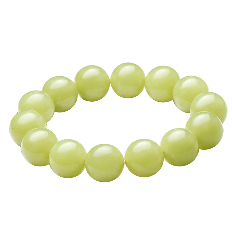 四通新疆黄玉圆珠手链颜色纯净
