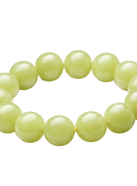 四通新疆黄玉圆珠手链颜色纯净