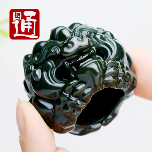 新疆和田玉貔貅扳指环天然塔青玉扳指男款玉石貔貅瑞兽大拇指把件