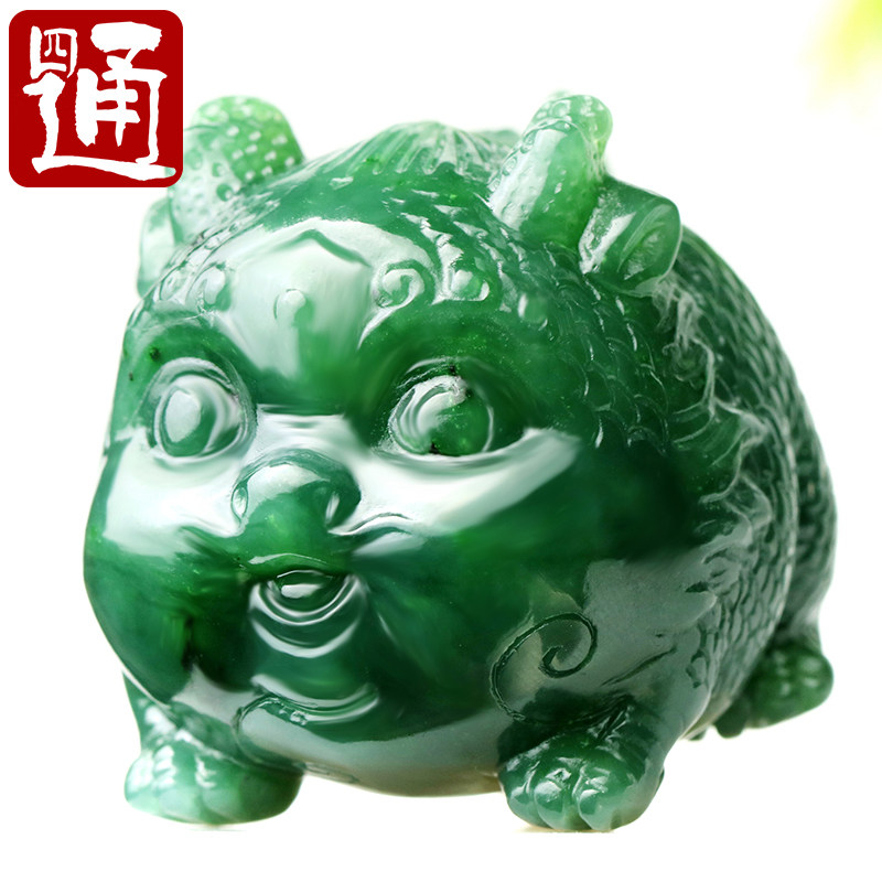 甄选老料立体雕工菠菜绿好运吉祥