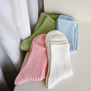 透气清爽 Beeff夏日限定 长绒棉 无骨袜尖 浅春色系 苎麻粗针女袜
