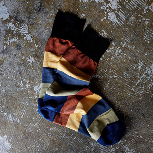 袜男 丝光棉西装 无骨夏季 薄款 high Beeff男 袜 彩色宽条纹绅士袜