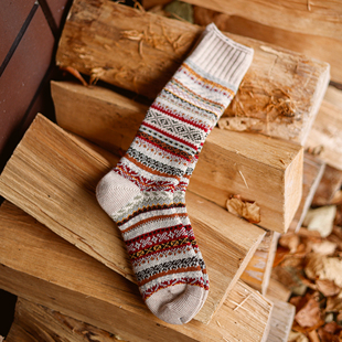 Beeff “冬日集市”费尔岛民族袜 无骨加厚粗针长袜 保暖Village