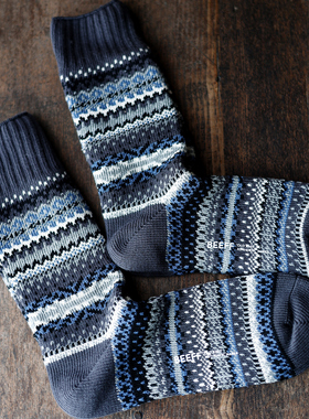 BEEFF“冬天的海”Villag民族袜 阿美咔叽复古加厚无骨 秋冬保暖
