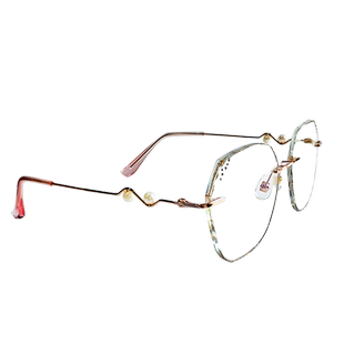 珍珠美人无边框时尚眼镜近视女可配度数闪粉素颜神器切边眼睛框架