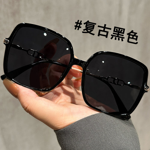 黑色大框墨镜女2024新款高级感方圆脸显瘦太阳镜防紫外线开车眼镜