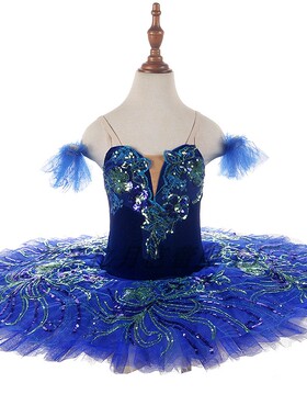蓝色芭蕾TUTU蓬蓬裙简易纱裙蓝鸟变奏成人儿童演出服表演服团体舞