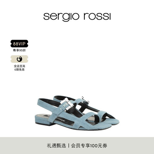 Sergio Rossi/SR女鞋SR TWENTY BUCKLE系列平底百搭方头凉鞋单鞋