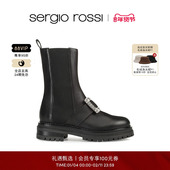 经典 款 Sergio Rossi BIKER PRINCE系列钻扣厚底烟筒靴FP