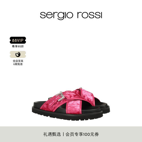 Sergio Rossi/SR女鞋SR TWENTY BUCKLE系列平底凉鞋拖鞋
