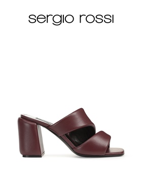 Sergio Rossi/SR女鞋SR SPONGY系列羊皮方头高跟凉鞋