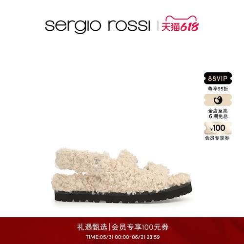 Sergio RossiSergio Rossi/SR女鞋SR MUPPET毛绒平底凉鞋