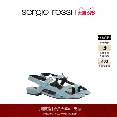 Sergio Rossi/SR女鞋SR TWENTY BUCKLE系列平底百搭方头凉鞋单鞋
