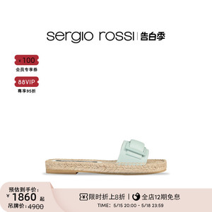 Sergio Rossi/SR女鞋sr Prince系列扣饰平底拖鞋