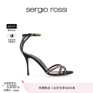 GODIVA系列鉆飾細(xì)跟一字帶高跟鞋 Sergio Rossi SR女鞋 涼鞋