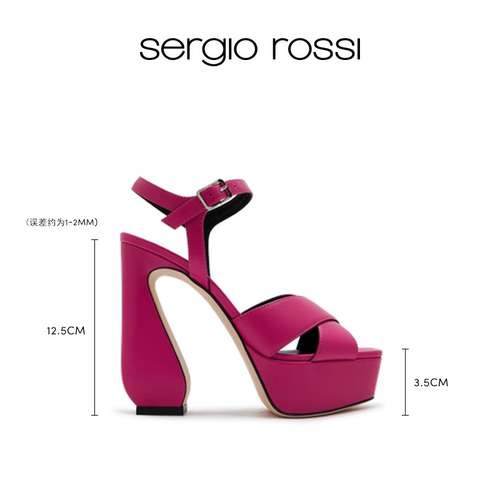 Sergio Rossi/SR女鞋春夏SI ROSSI系列高跟厚底防水台粗跟凉鞋