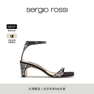SR1系列羊皮一字带钻饰闪耀高跟鞋 Sergio Rossi SR女鞋 凉鞋