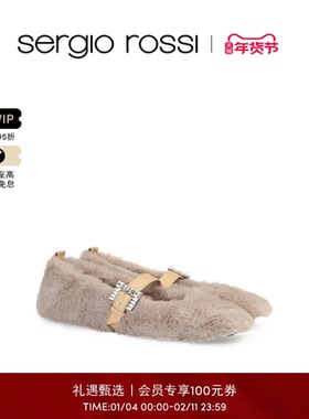 Sergio Rossi/SR女鞋SR TWENTY BUCKLE系列毛绒芭蕾舞鞋单鞋