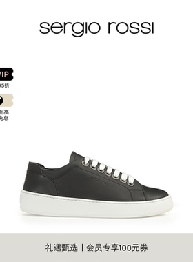 Sergio Rossi/SR男鞋SR1 ADDICT系列黑色简约皮质休闲鞋板鞋
