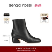 经典 SR女鞋 款 Sergio Rossi ROSSI系列简约通勤方跟短靴FP