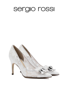 Sergio Rossi/SR女鞋SR1 BRIDAL立体花钻扣高跟细跟单鞋婚鞋