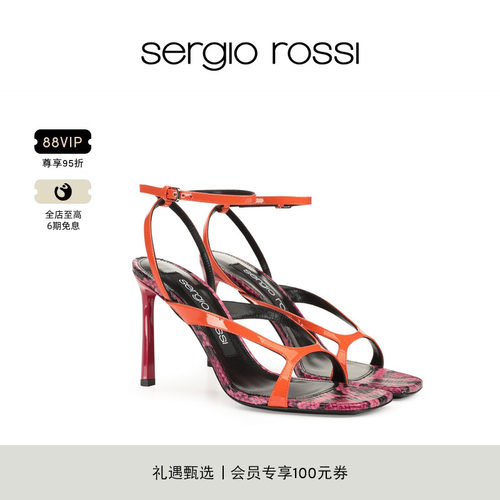 Sergio Rossi/SR女鞋 SR ARACNE系列高跟细跟露趾凉鞋