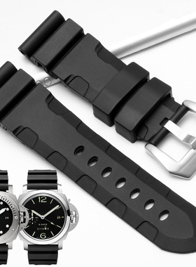 橡胶手表带代用沛纳海潜行系列1164 PAM01209黑色硅胶表带22 24mm