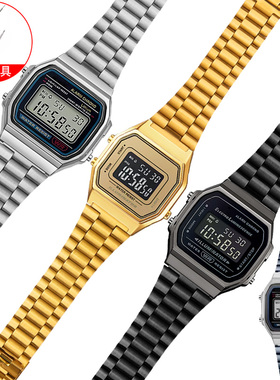 适配卡西欧小金表LA680 AE1200/W-218H/F91W/F84小方块精钢手表带