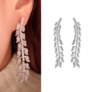 925银针设计感树枝造型耳环夸张个性复古橄榄枝耳环女潮网红百搭