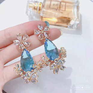 2025款几何水滴耳环微镶锆石珍珠金色耳钉925银针饰品简约新款