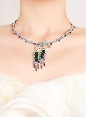 复古小众轻奢项链百搭蝴蝶结造型2023新款套装个性气质高级感