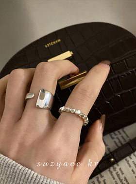 锦航方形锆石戒指女轻奢小众设计高级感食指戒ins潮时尚个性指环