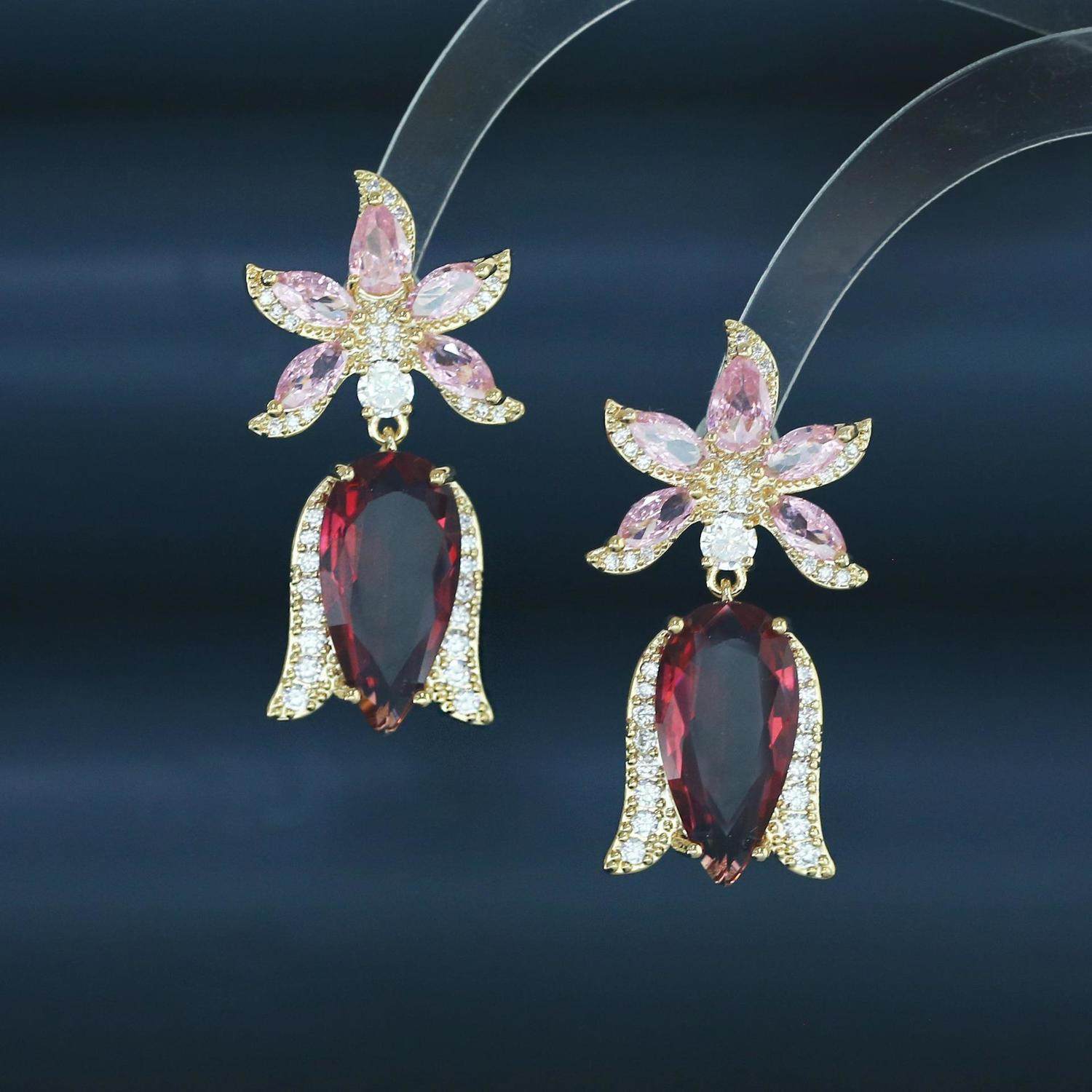 s925银针工厂耳饰品水滴微镶锆石郁金香花朵耳环时尚百搭单品,饰品/流行首饰/时尚饰品新,耳钉,淘宝优惠券,粉丝福利购,淘宝优惠卷