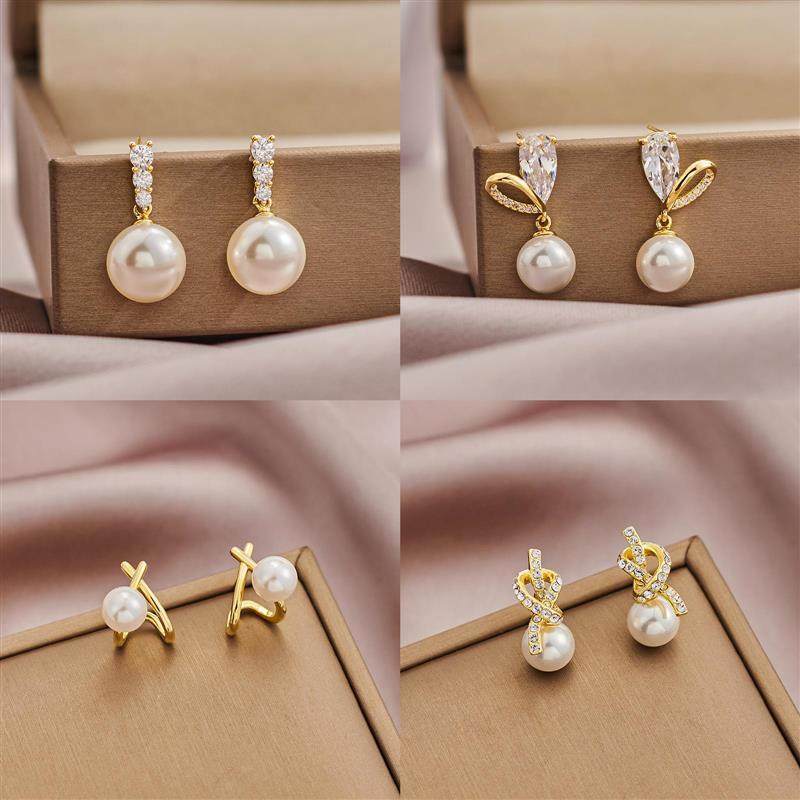 时尚交叉爱心锆石珍珠925银针轻奢优雅气质精致几何耳钉耳环,饰品/流行首饰/时尚饰品新,耳钉,淘宝优惠券,粉丝福利购,淘宝优惠卷