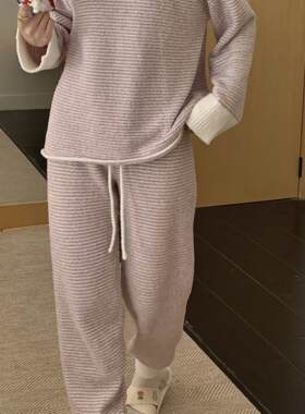 女半边绒睡衣圆领原单